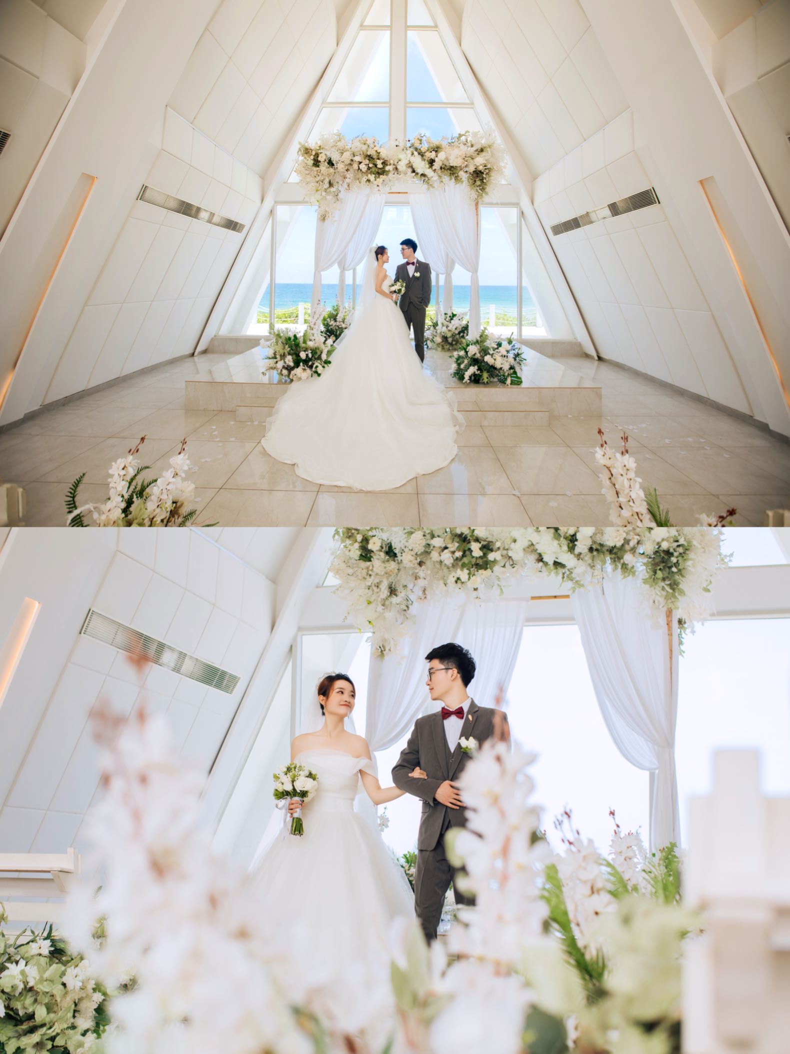 小型三亚婚礼按头安利‼️介个白色教堂jio美-礼成真实婚礼案例